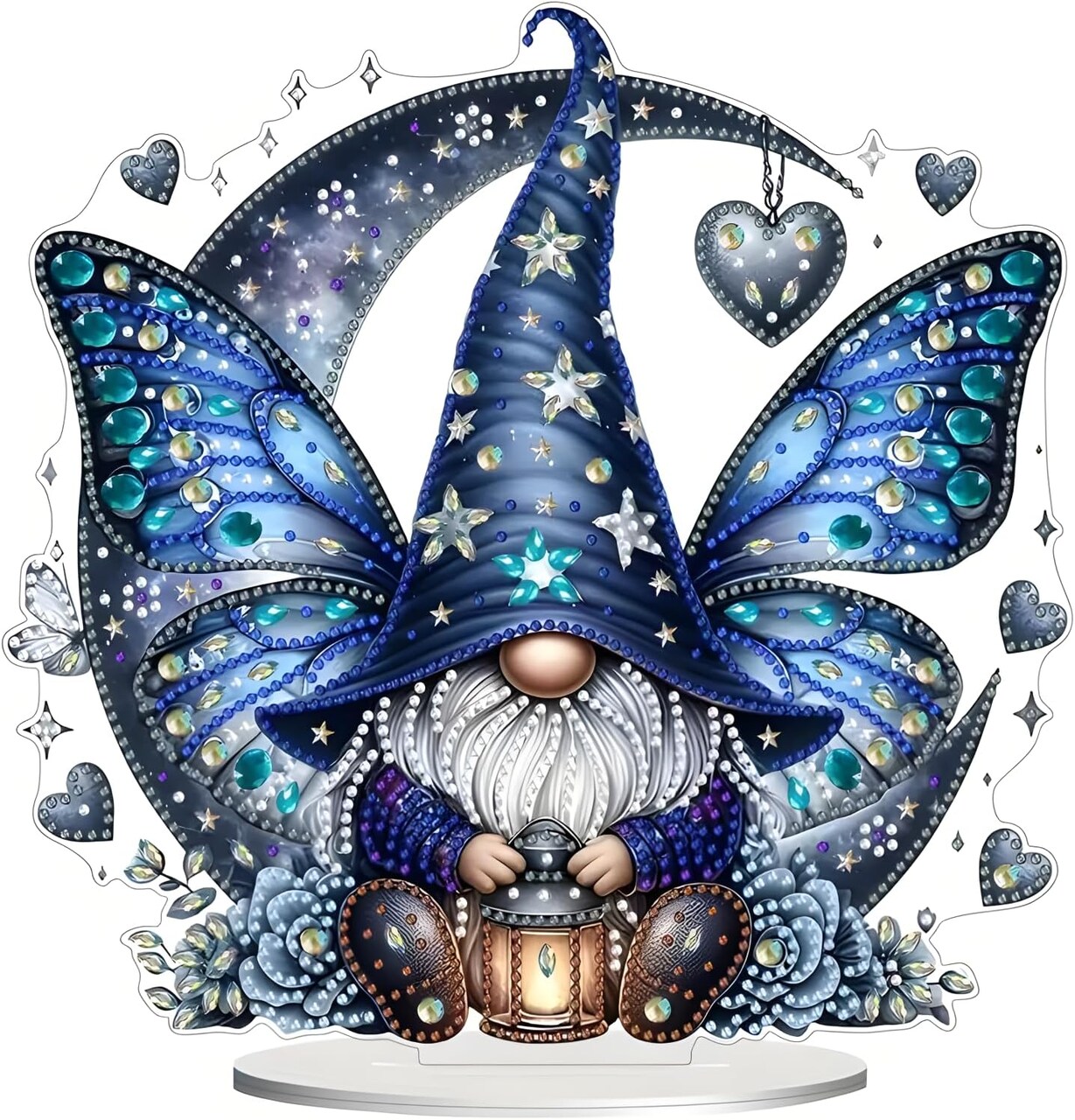 DIY Tabletop Diamond Art Painting Kit,Desktop Ornament Special Shaped Rhinestone Desk Placement Ornament,Home Stand Up Gem Painting Craft Kit Gift Double Sided (Gnome)